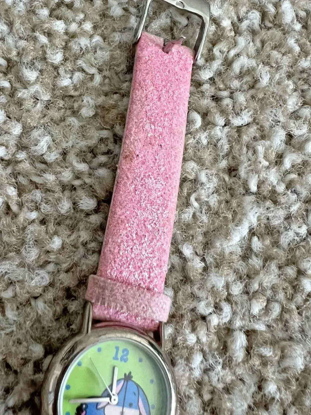 Y2K Eeyore Disney Cuties Winnie The Pooh Pink Sparkle Leather Watch Vintage
